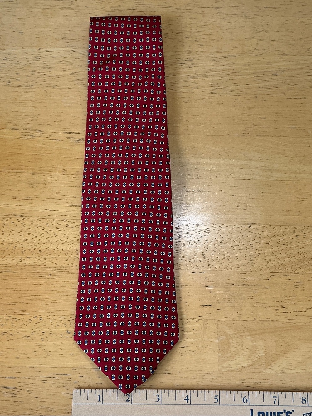 Brooks Brothers Red Silk Tie with Navy and White Micro-Pattern